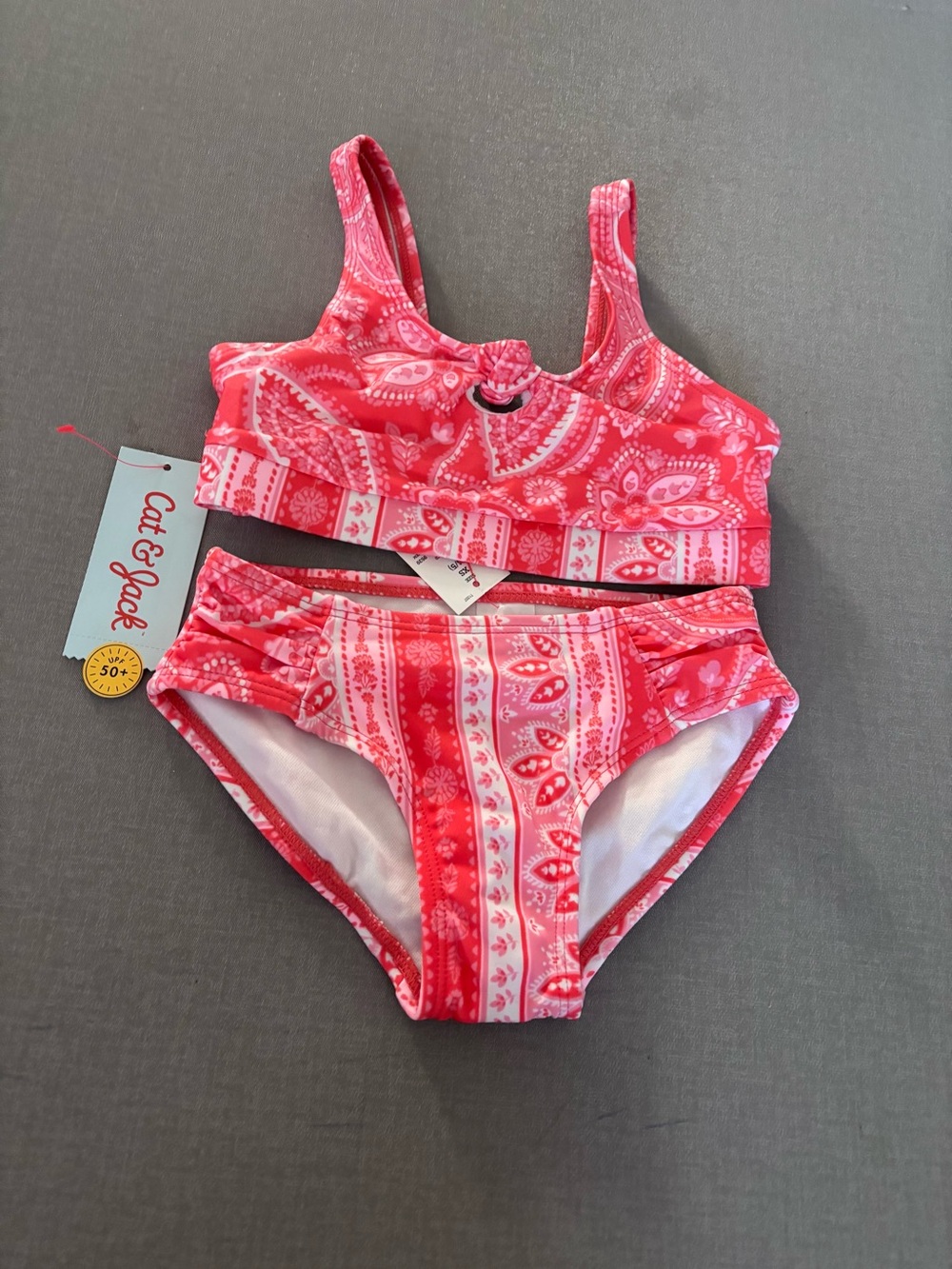 Cat & Jack Pink Paisley Print Girls Two-Piece Swimsuit